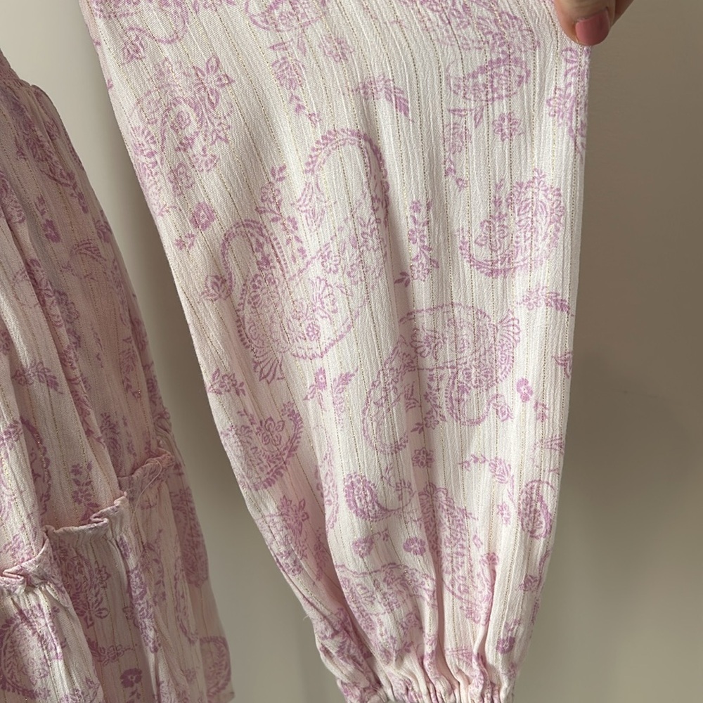 New House of Harlow 1960 Pink Purple Boho Mini Dress Paisley Long Sleeve size XS - Picture 4 of 12